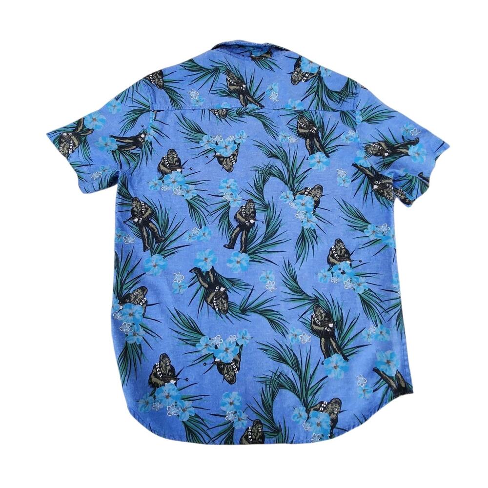 Star Wars Blue Tropical Print Short Sleeve Button-Down Shirt - Picture 2 of 8